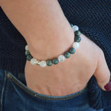 Bracelet en jaspe kambala et cristal de roche craquelé