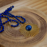Sautoir soleil sodalite lapis lazuli