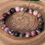 Bracelet en rhodonite veiné noir d'Australie