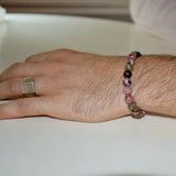 Bracelet en rhodonite veiné noir d'Australie