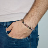 Bracelet en rhodonite veiné noir d'Australie