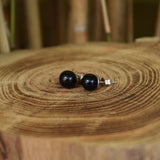 Boucles d'oreilles " obsidienne" 6 mm