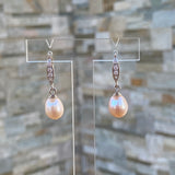 Boucles d'oreilles " perle d'eau douce violette "