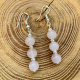 Boucles d'oreilles pendante en quartz rose