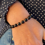 Bracelet Obsidienne avec séparateur argent 925