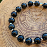 Bracelet Obsidienne avec séparateur argent 925