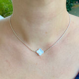 Collier chaine en argent fleur en nacre