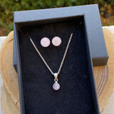 Ras de cou et boucles d'oreilles quartz rose