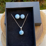 Ras de cou et boucles d'oreilles aigue marine