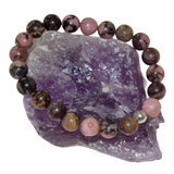 Bracelet en rhodonite veiné noir d'Australie