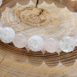 Bracelet en cristal de roche et quartz rose