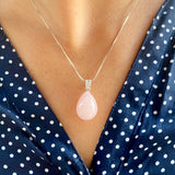 Pendentif " goutte quartz rose "