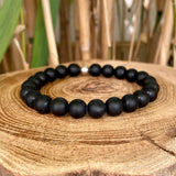 Bracelet en obsidienne mat