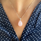 Pendentif " goutte quartz rose "