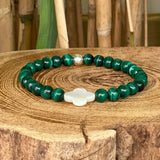 Bracelet Malachite avec fleur de nacre