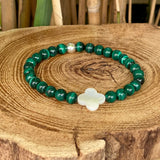 Bracelet Malachite avec fleur de nacre