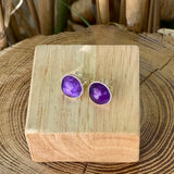 Boucles d’oreilles améthyste plate