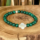 Bracelet Malachite avec fleur de nacre