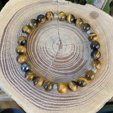 Bracelet Œil de tigre avec intercales en argent 925/1000